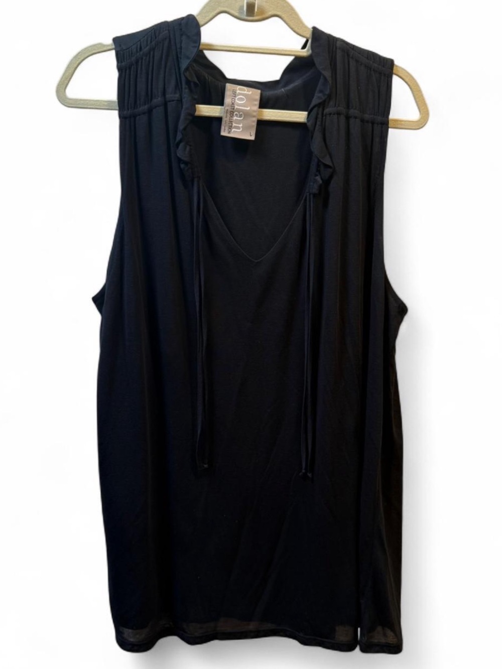 Dolan women’s Black V-Neck Ruffle Tie Sleeveless Tank